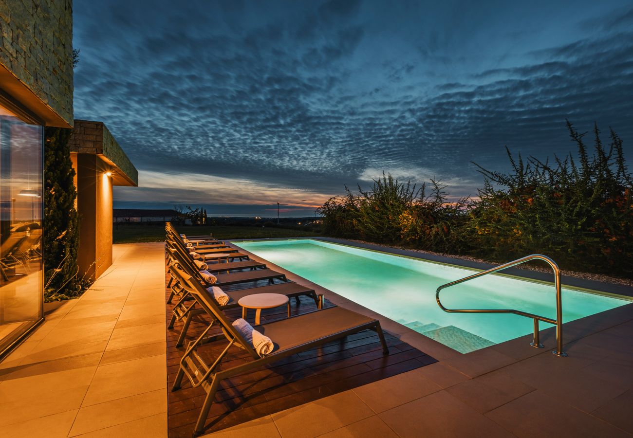 Villa in Brtonigla - Villa Vigneto near Novigrad for 15 persons with sea view and whirlpool