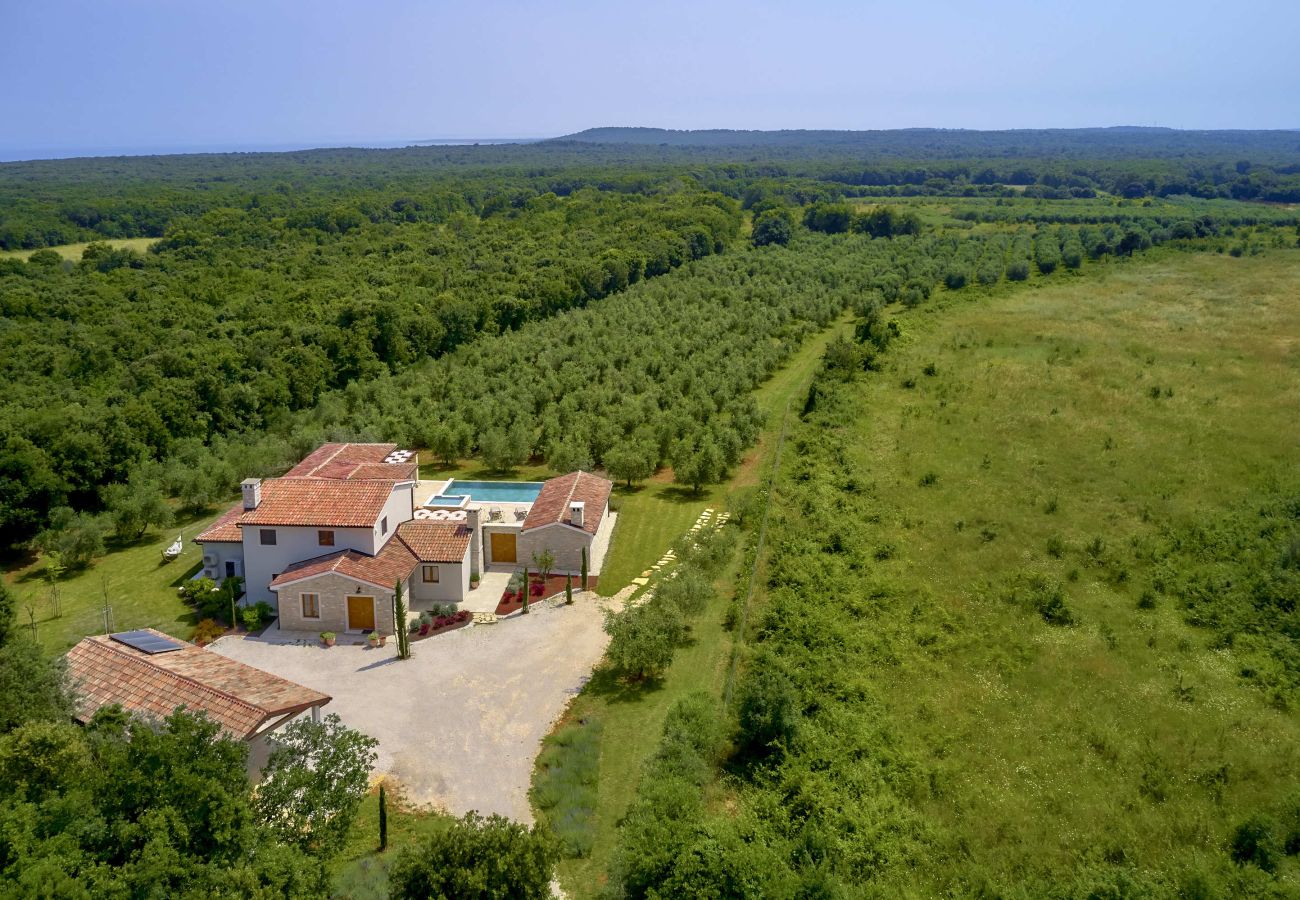 Villa in Šišan - Casa Ginetto for 8 people near Pula with infinity 45 m2 and extra kids pool & large garden