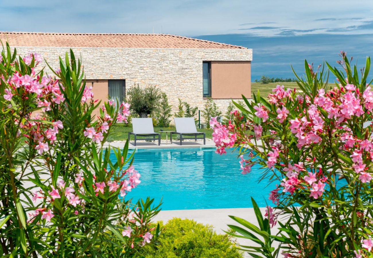 Villa in Brtonigla - Villa Sanpadeo for kids & families in Central Istria with jacuzzi, sauna & sea view